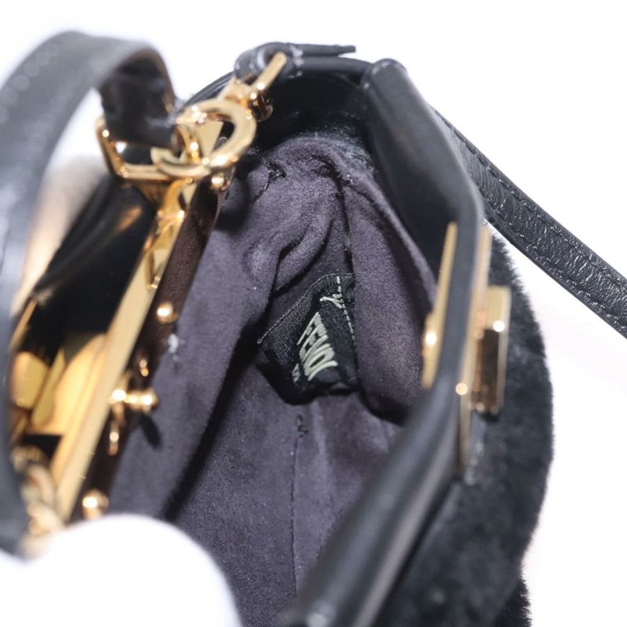 【日本直送】FENDI Micro Peek A Boo 手提包,黑色金邊剪絨款,正品 ka5035M-25