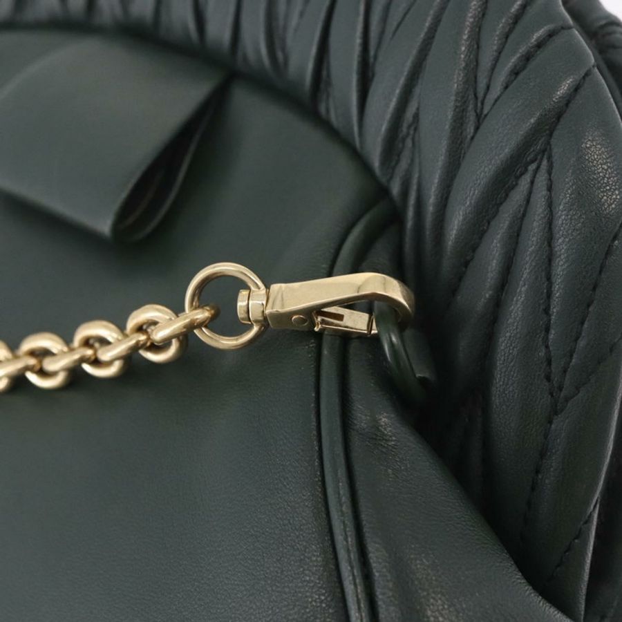 【日本直送】Miu Miu 鏈條單肩包 皮革 綠色 金色 正品 ka5015M-9