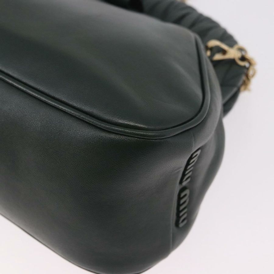 【日本直送】Miu Miu 鏈條單肩包 皮革 綠色 金色 正品 ka5015M-13