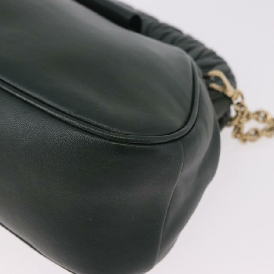 【日本直送】Miu Miu 鏈條單肩包 皮革 綠色 金色 正品 ka5015M-15