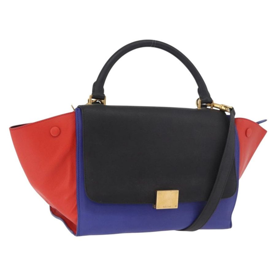 【日本直送】CELINE Trapeze 手提包 皮革 2way 紅色 黑色 Auth ka5041A-0