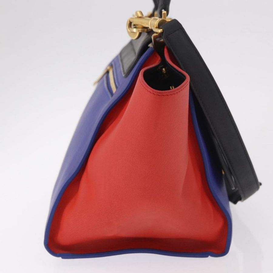 【日本直送】CELINE Trapeze 手提包 皮革 2way 紅色 黑色 Auth ka5041A-3