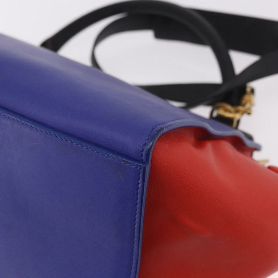 【日本直送】CELINE Trapeze 手提包 皮革 2way 紅色 黑色 Auth ka5041A-18