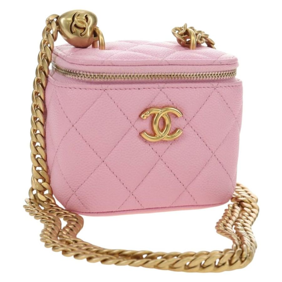 【日本直送】香奈兒 (CHANEL) 魚子醬紋粉紅金 CC 鏈條單背包 Auth hk3887SAM-0