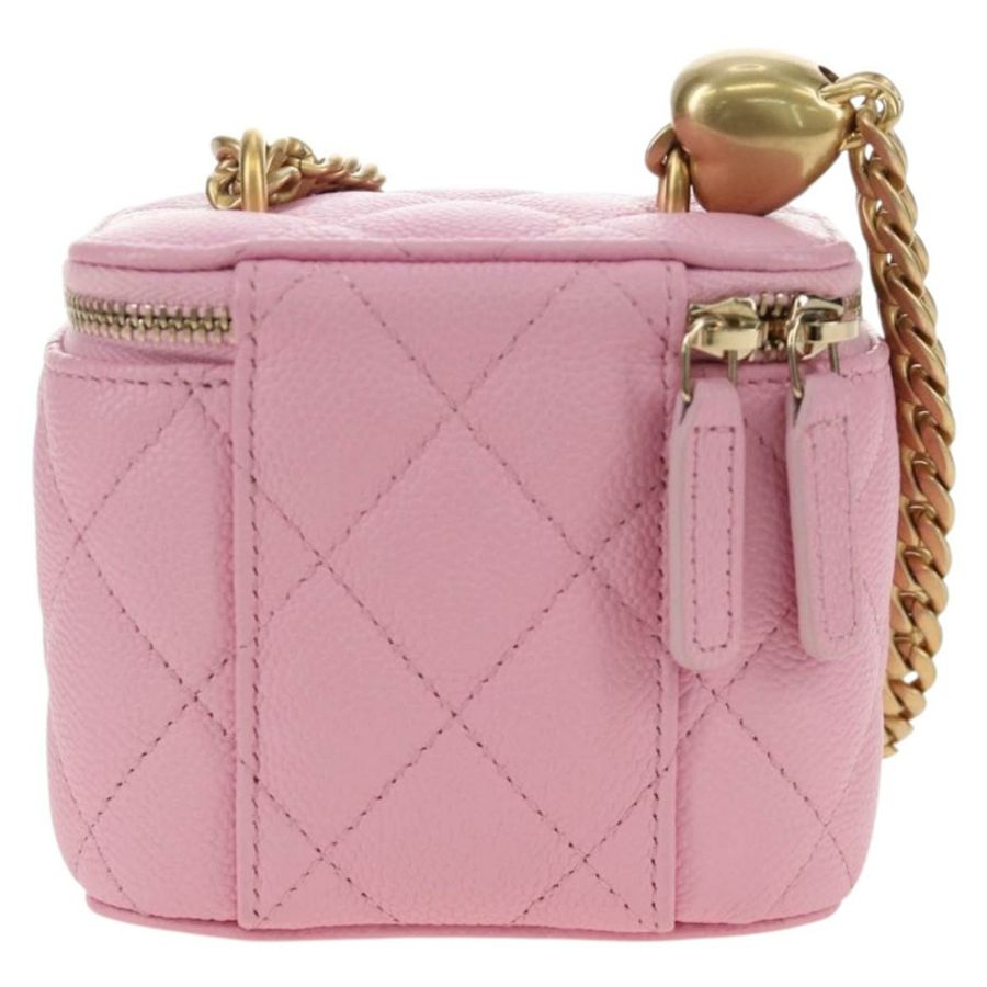 【日本直送】香奈兒 (CHANEL) 魚子醬紋粉紅金 CC 鏈條單背包 Auth hk3887SAM-1