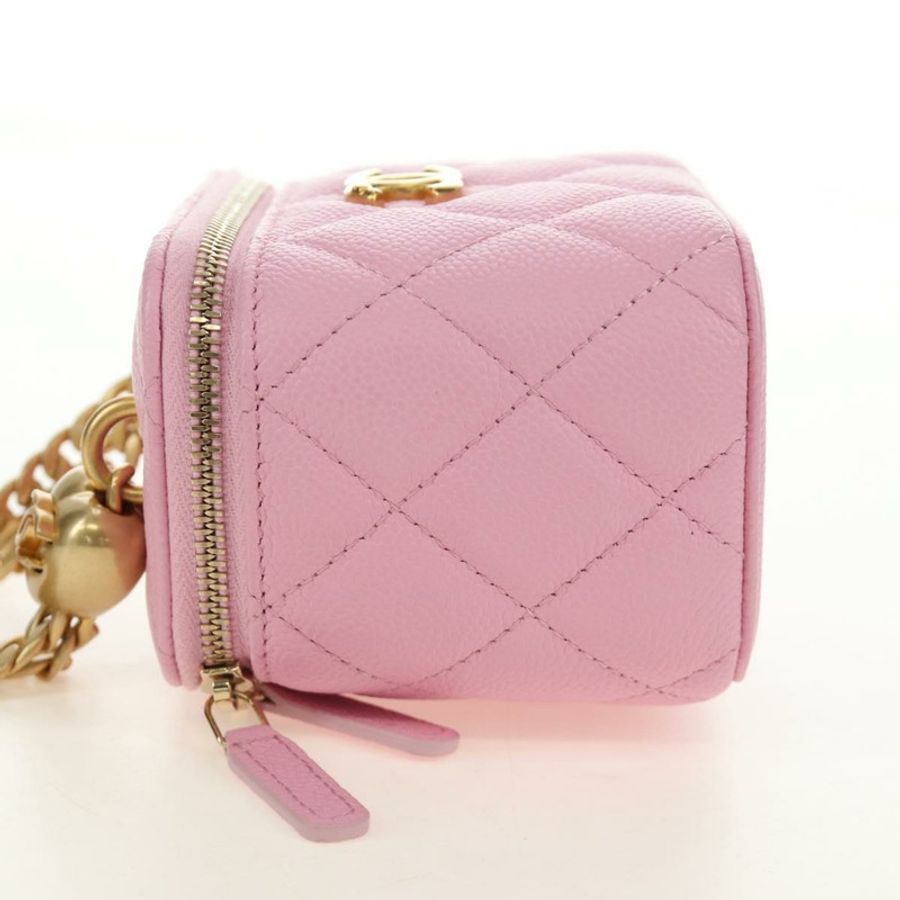 【日本直送】香奈兒 (CHANEL) 魚子醬紋粉紅金 CC 鏈條單背包 Auth hk3887SAM-2