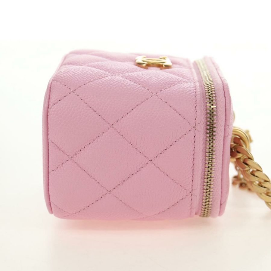 【日本直送】香奈兒 (CHANEL) 魚子醬紋粉紅金 CC 鏈條單背包 Auth hk3887SAM-3