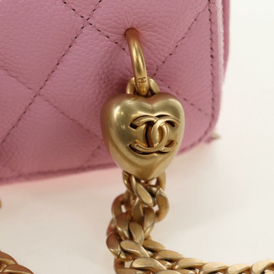 【日本直送】香奈兒 (CHANEL) 魚子醬紋粉紅金 CC 鏈條單背包 Auth hk3887SAM-7