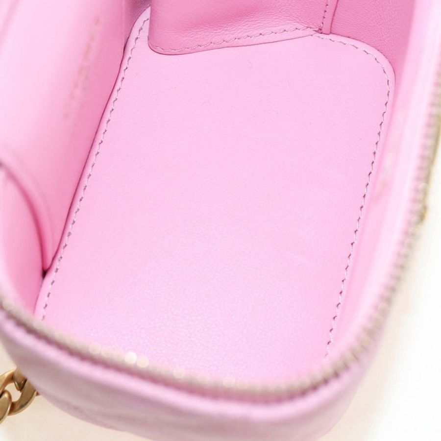 【日本直送】香奈兒 (CHANEL) 魚子醬紋粉紅金 CC 鏈條單背包 Auth hk3887SAM-10