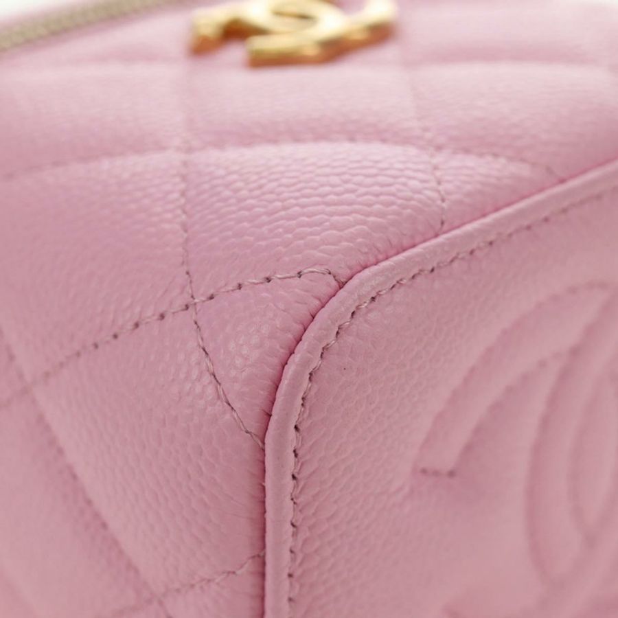 【日本直送】香奈兒 (CHANEL) 魚子醬紋粉紅金 CC 鏈條單背包 Auth hk3887SAM-15