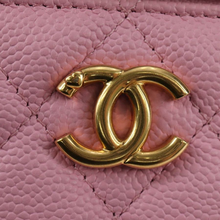 【日本直送】香奈兒 (CHANEL) 魚子醬紋粉紅金 CC 鏈條單背包 Auth hk3887SAM-19