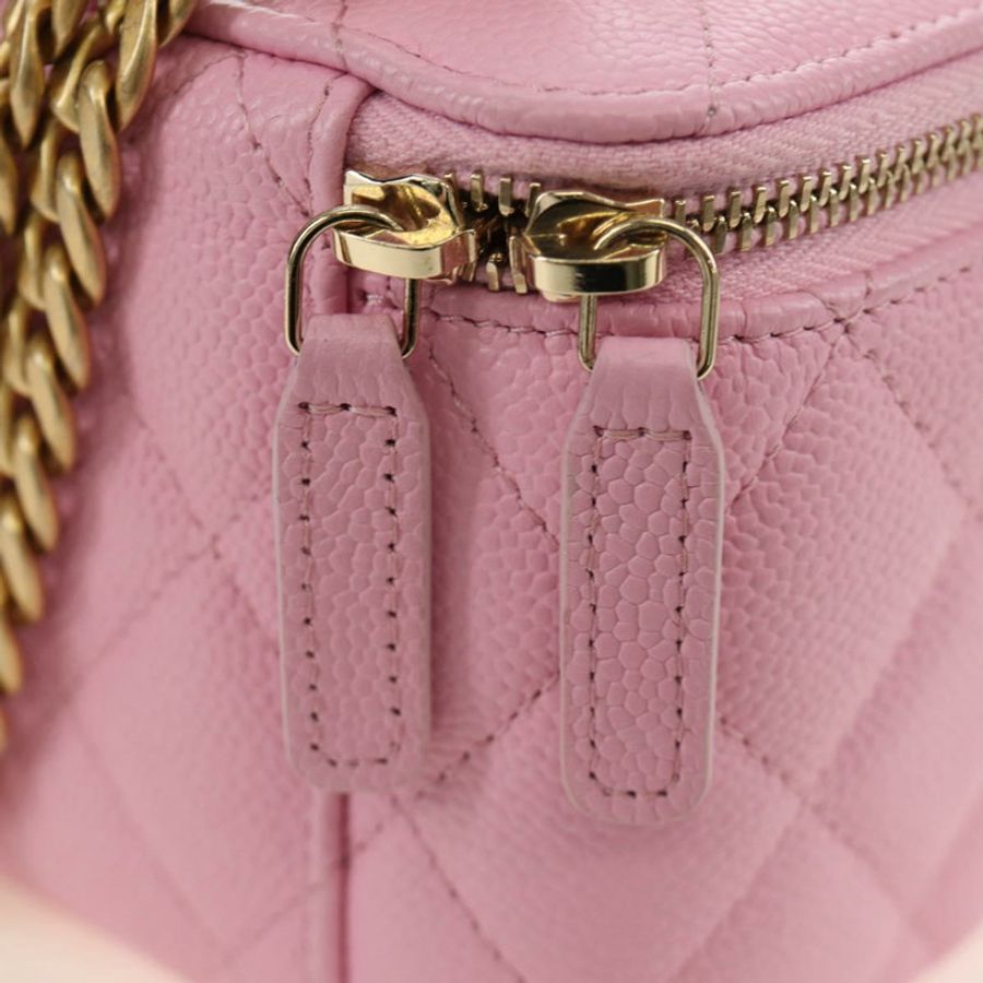 【日本直送】香奈兒 (CHANEL) 魚子醬紋粉紅金 CC 鏈條單背包 Auth hk3887SAM-20