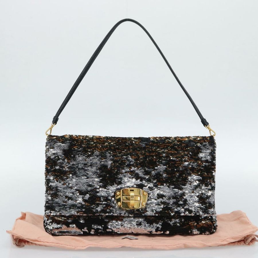 【日本直送】Miu Miu 亮片黑色金色單肩包 正品 ka5086M-11
