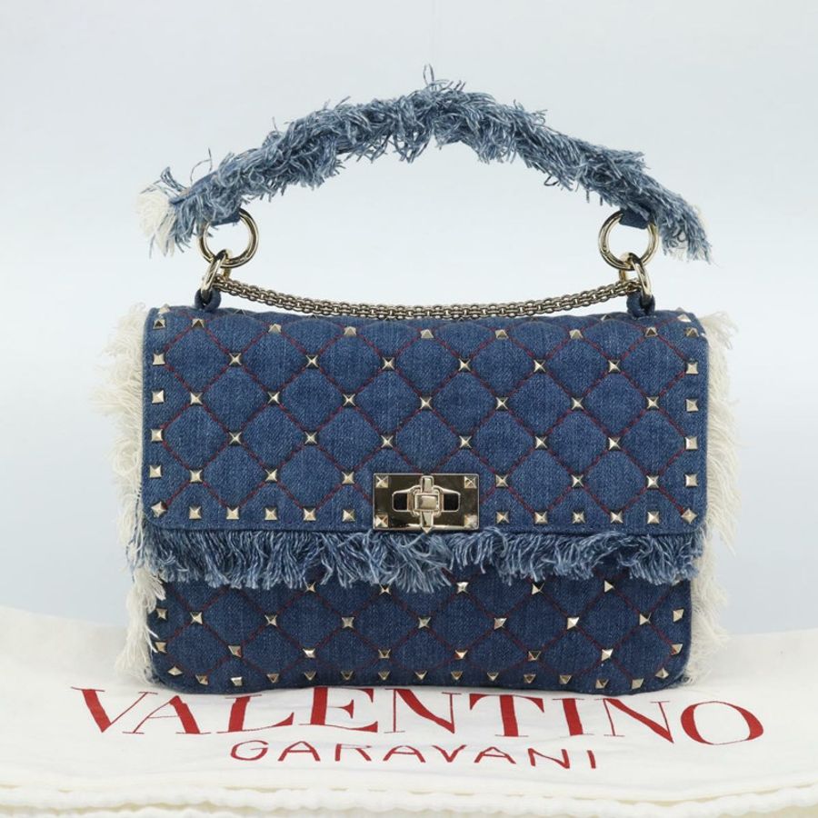 【日本直送】VALENTINO 牛仔布手提包 2way Blue Gold Auth ka5054M-11