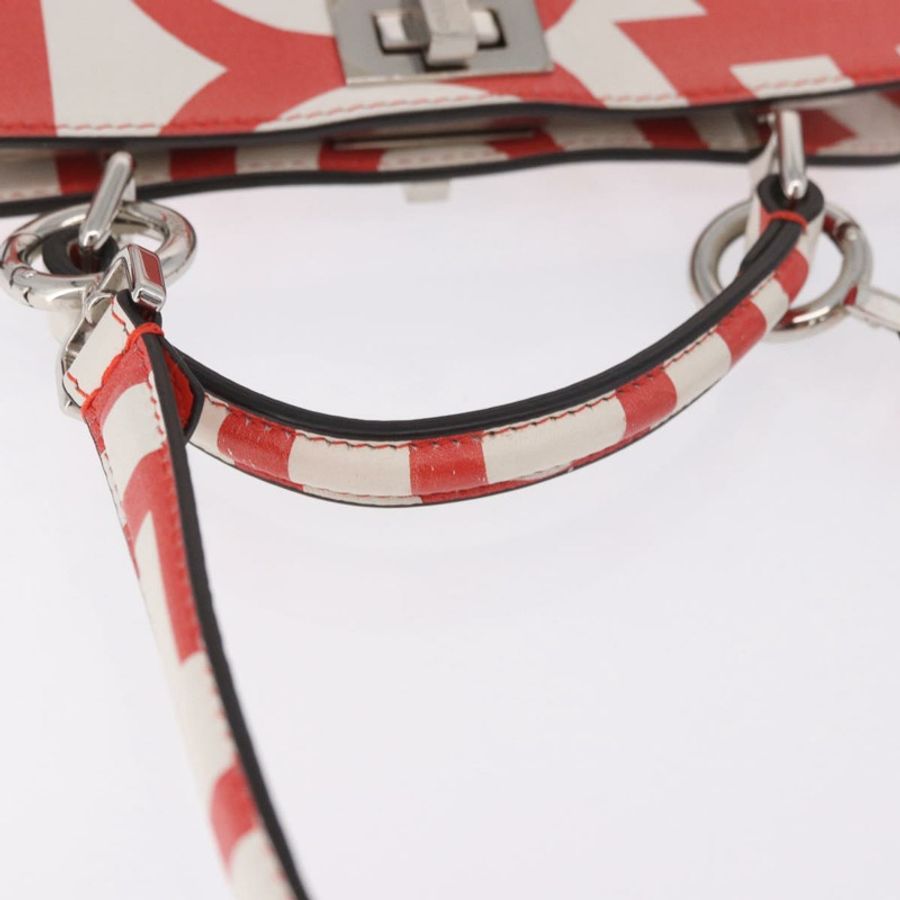 【日本直送】FENDI 迷你 Peek A Boo 手提包 皮革 兩用 白色 銀色 正品 ka5017M-6