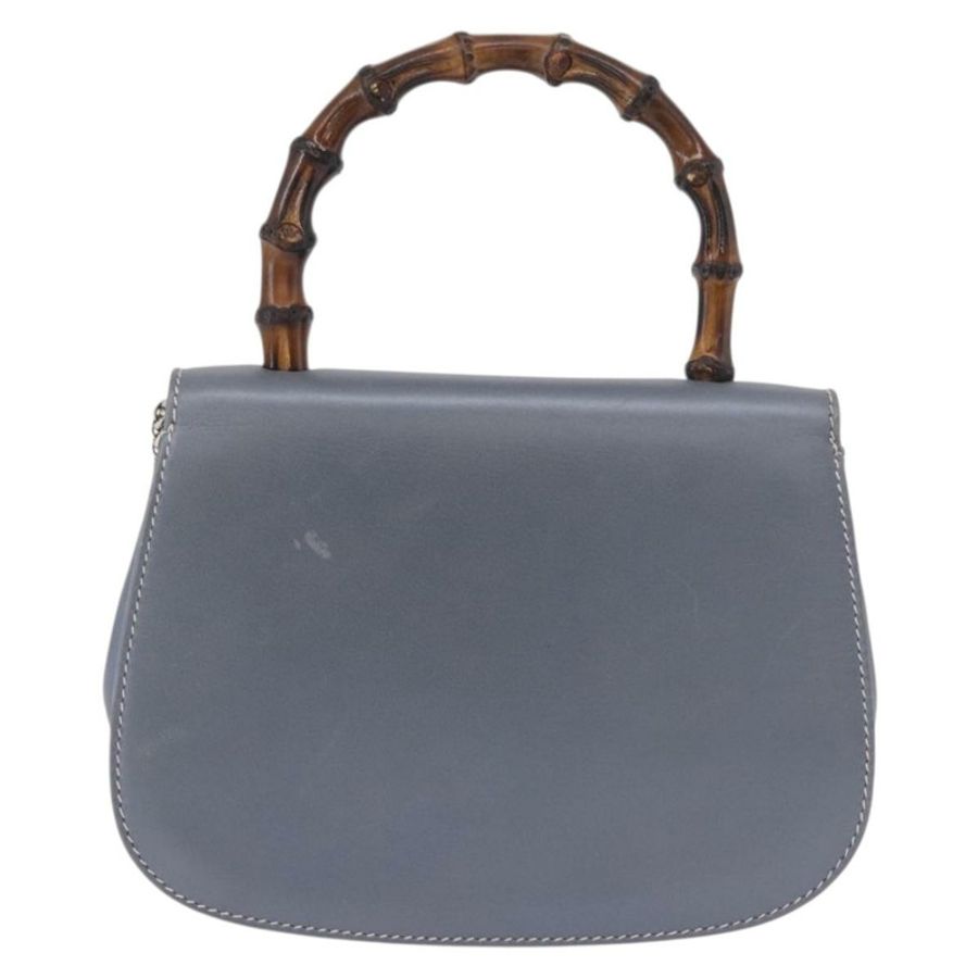 【日本直送】GUCCI 竹節手提包 皮革 兩用 淺藍色 銀色 正品 188593A-1