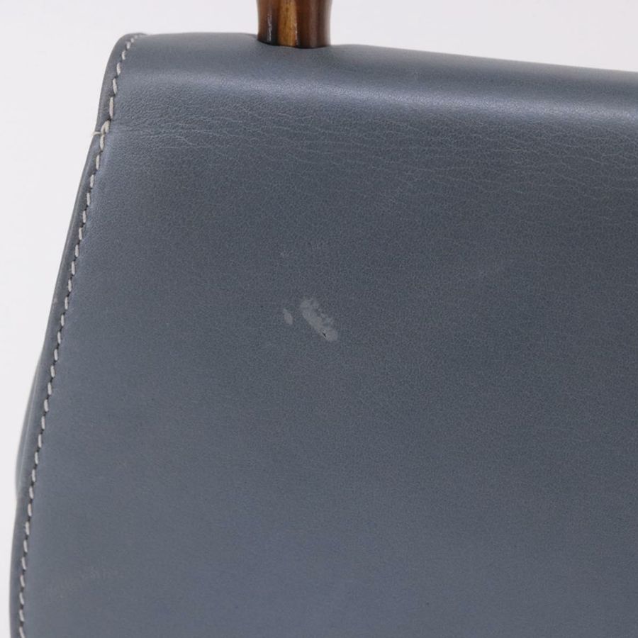 【日本直送】GUCCI 竹節手提包 皮革 兩用 淺藍色 銀色 正品 188593A-2