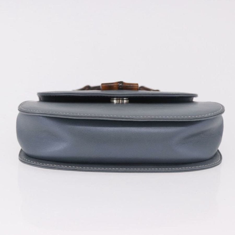 【日本直送】GUCCI 竹節手提包 皮革 兩用 淺藍色 銀色 正品 188593A-5
