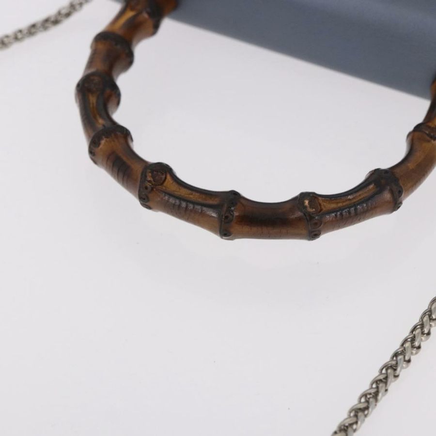 【日本直送】GUCCI 竹節手提包 皮革 兩用 淺藍色 銀色 正品 188593A-7