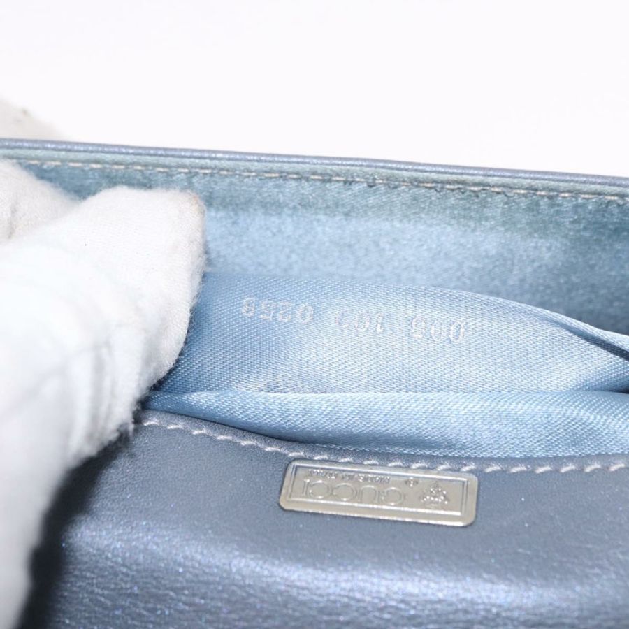 【日本直送】GUCCI 竹節手提包 皮革 兩用 淺藍色 銀色 正品 188593A-11