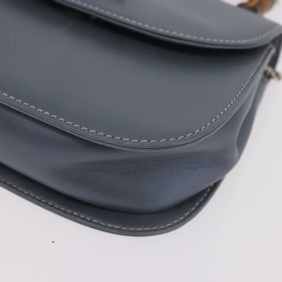 【日本直送】GUCCI 竹節手提包 皮革 兩用 淺藍色 銀色 正品 188593A-15