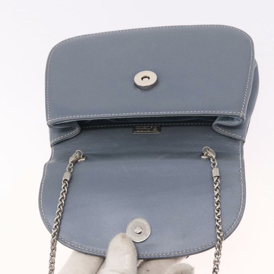 【日本直送】GUCCI 竹節手提包 皮革 兩用 淺藍色 銀色 正品 188593A-19