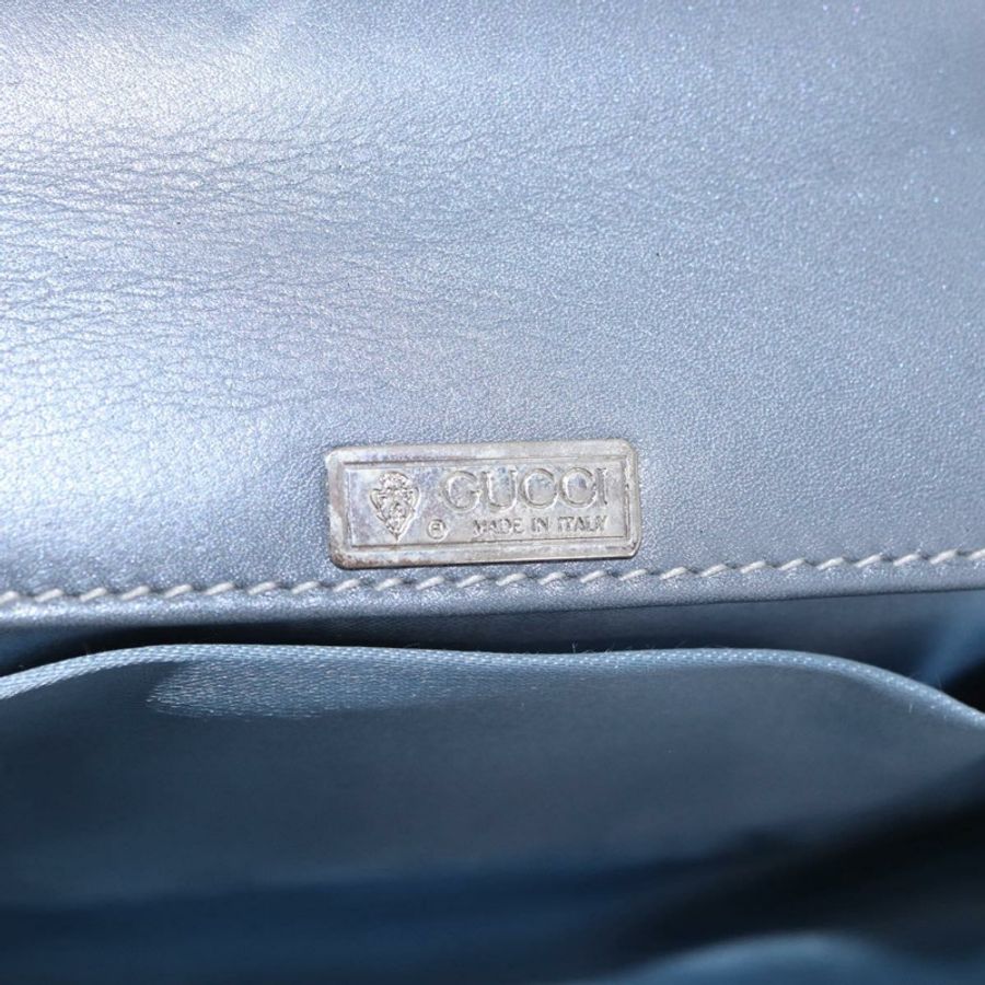 【日本直送】GUCCI 竹節手提包 皮革 兩用 淺藍色 銀色 正品 188593A-20