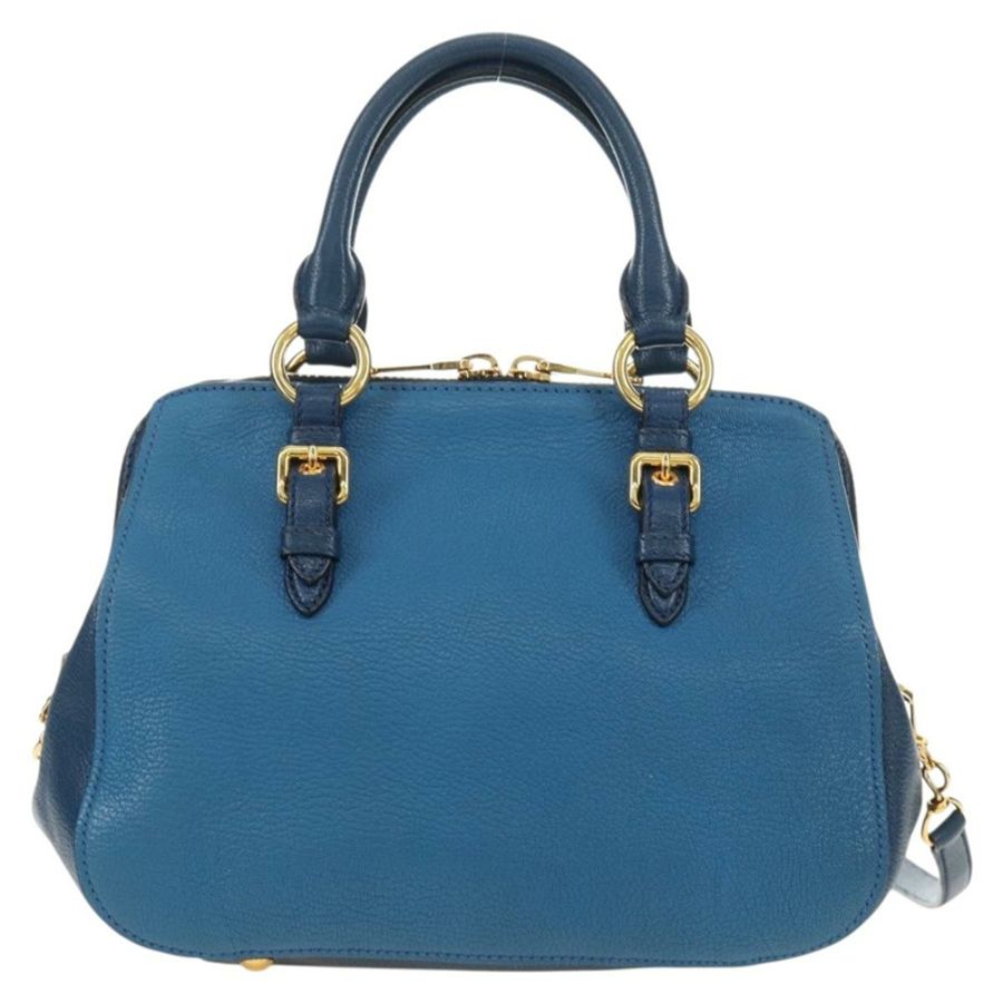 【日本直送】Miu Miu 手提包 皮革 兩用 藍色 金色 正品 190326M-1