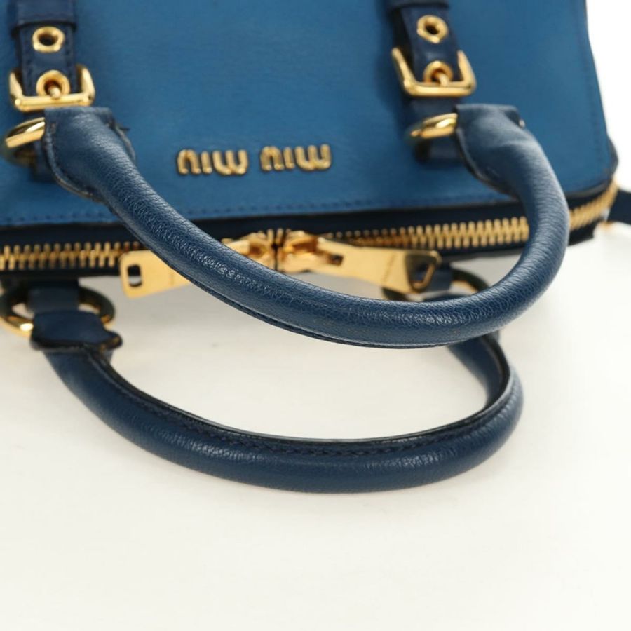 【日本直送】Miu Miu 手提包 皮革 兩用 藍色 金色 正品 190326M-6