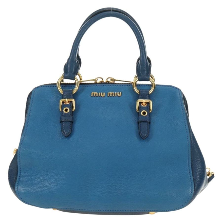 【日本直送】Miu Miu 手提包 皮革 兩用 藍色 金色 正品 190326M-12