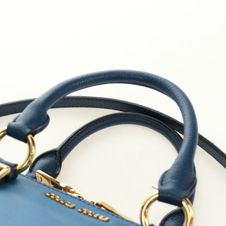 【日本直送】Miu Miu 手提包 皮革 兩用 藍色 金色 正品 190326M-13