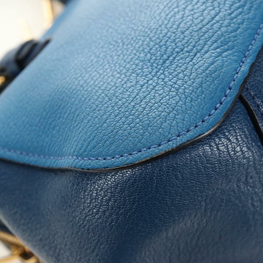 【日本直送】Miu Miu 手提包 皮革 兩用 藍色 金色 正品 190326M-17