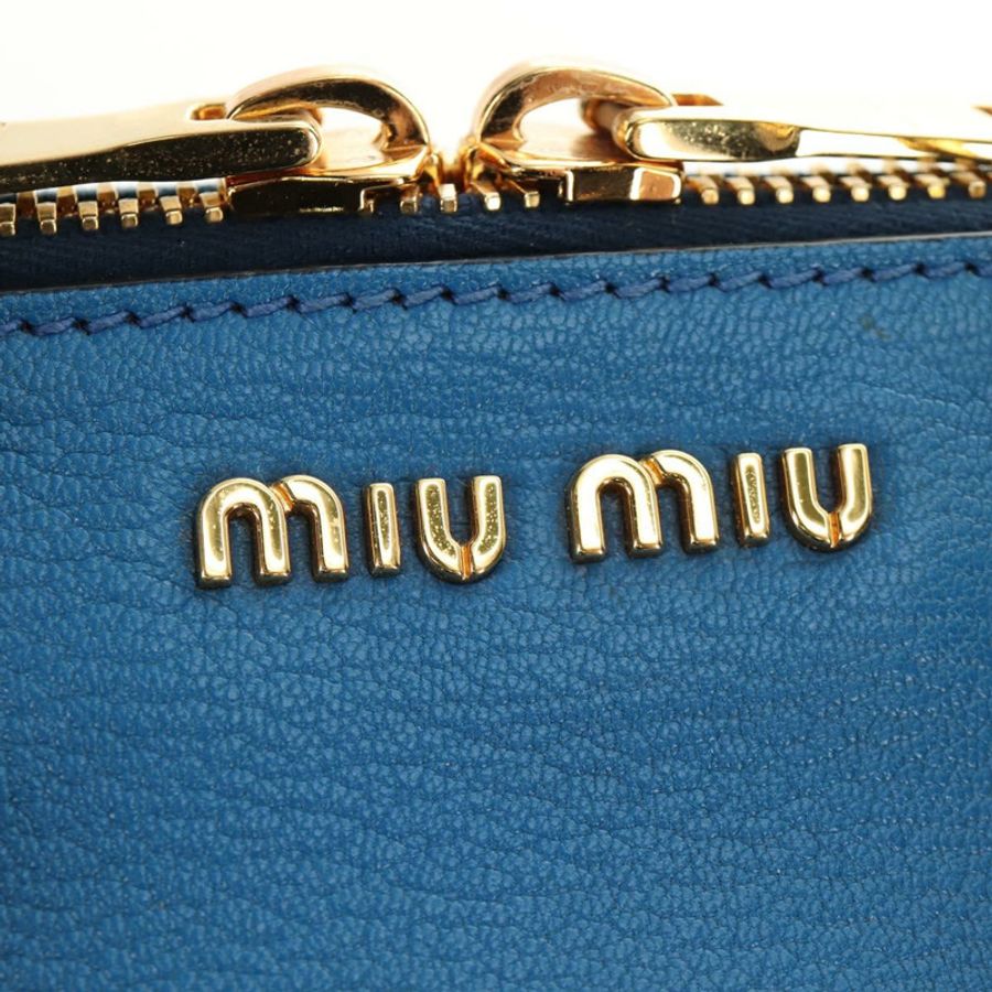 【日本直送】Miu Miu 手提包 皮革 兩用 藍色 金色 正品 190326M-19