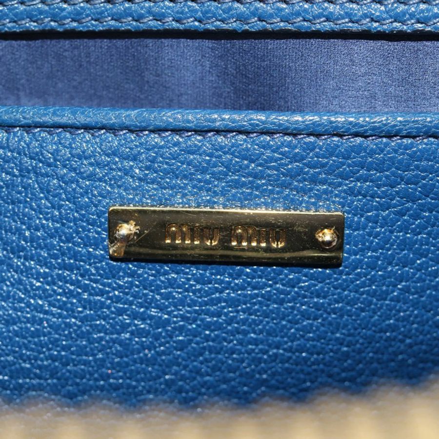 【日本直送】Miu Miu 手提包 皮革 兩用 藍色 金色 正品 190326M-21