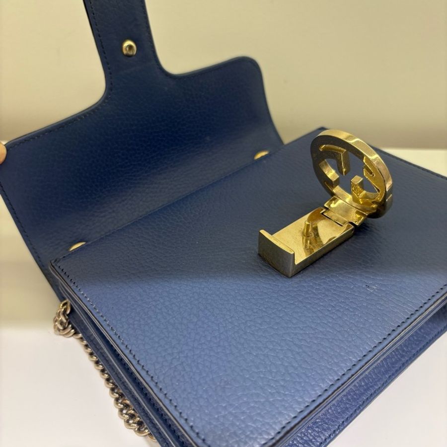 古驰Gucci藏蓝双G链条包风琴包-3