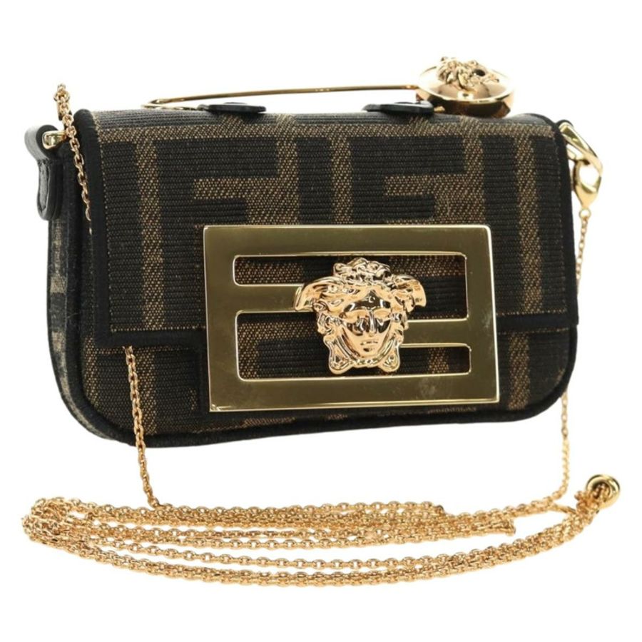 【日本直送】FENDI FENDACE Nano Baguette 鏈條肩包 黑色 棕色 正品 190223SAM-0
