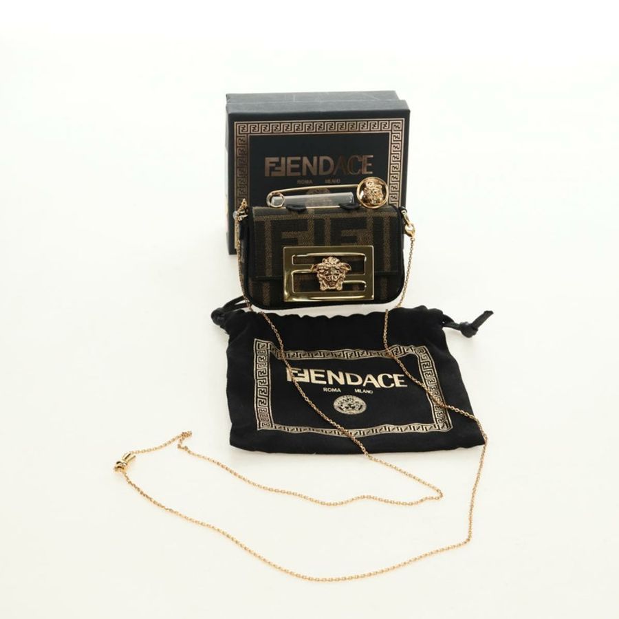 【日本直送】FENDI FENDACE Nano Baguette 鏈條肩包 黑色 棕色 正品 190223SAM-11