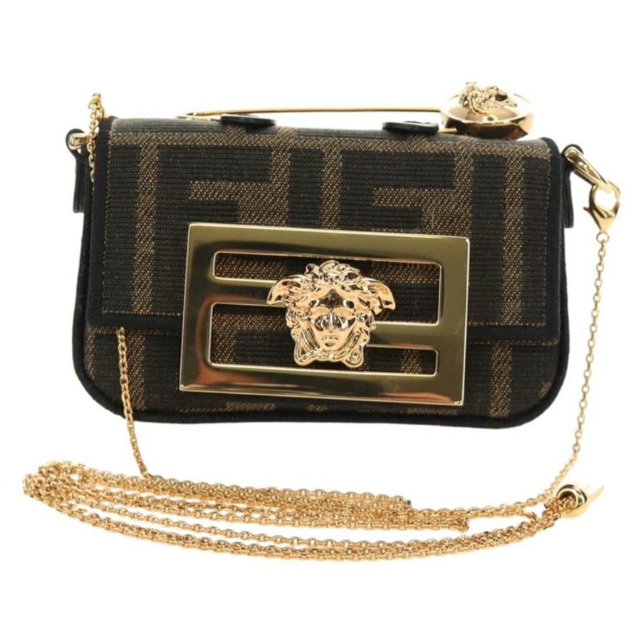 【日本直送】FENDI FENDACE Nano Baguette 鏈條肩包 黑色 棕色 正品 190223SAM-12