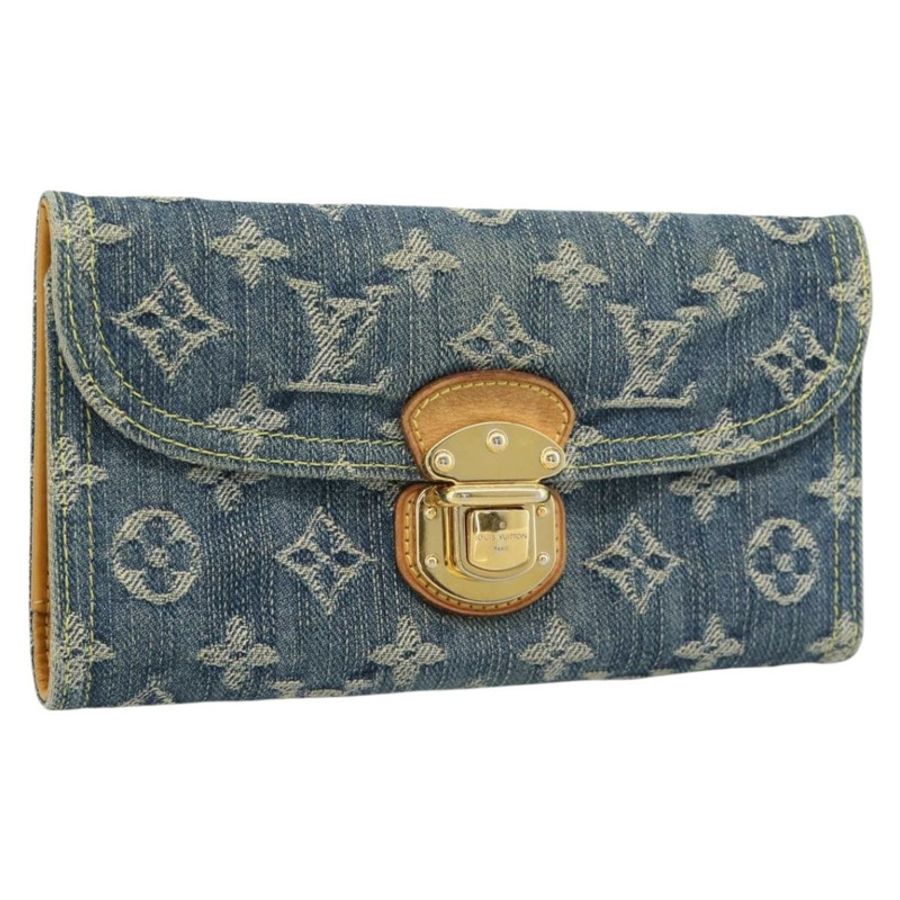 【日本直送】路易威登 Monogram 牛仔布 Portefeuille Amelia 皮夾 藍色 M95511 正品 190233V-0