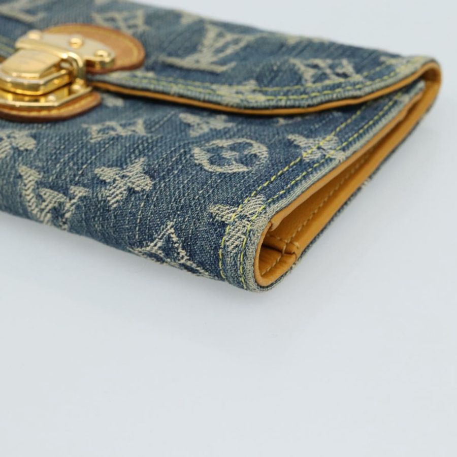 【日本直送】路易威登 Monogram 牛仔布 Portefeuille Amelia 皮夾 藍色 M95511 正品 190233V-6