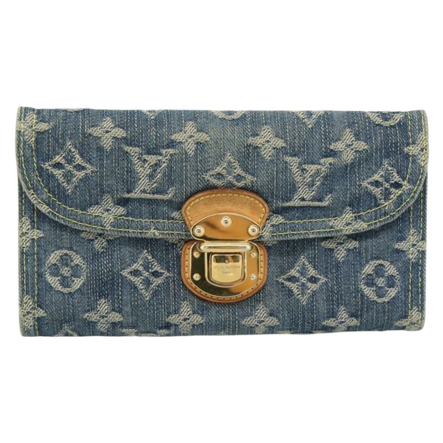 【日本直送】路易威登 Monogram 牛仔布 Portefeuille Amelia 皮夾 藍色 M95511 正品 190233V-12
