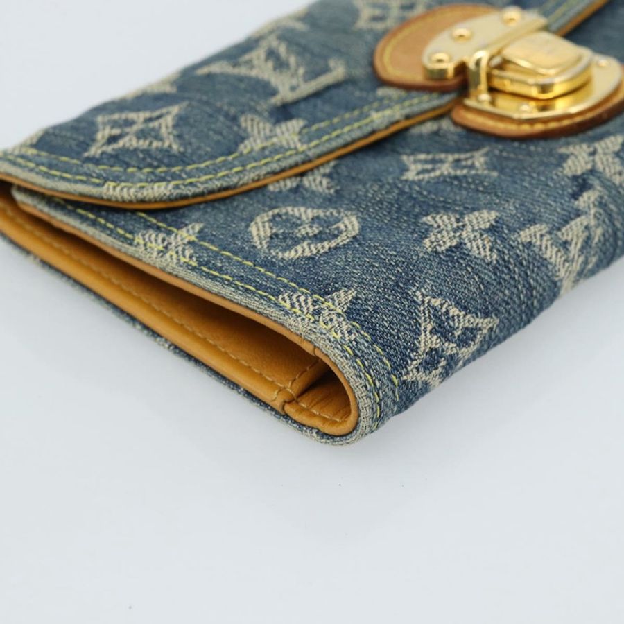 【日本直送】路易威登 Monogram 牛仔布 Portefeuille Amelia 皮夾 藍色 M95511 正品 190233V-13