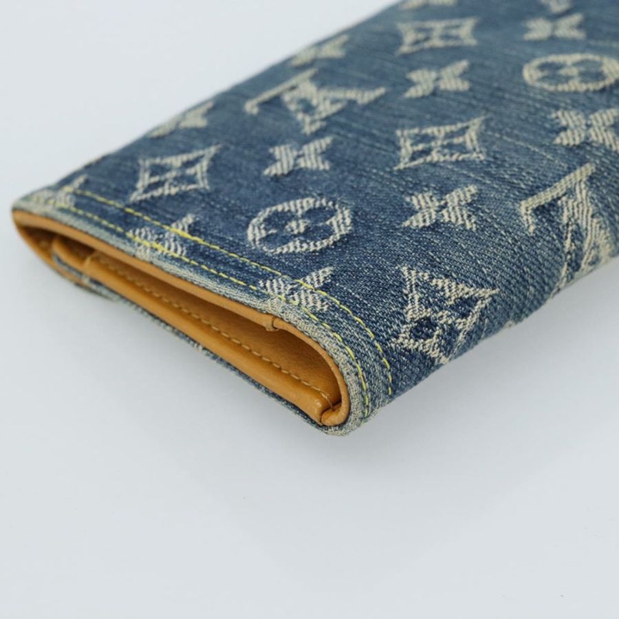 【日本直送】路易威登 Monogram 牛仔布 Portefeuille Amelia 皮夾 藍色 M95511 正品 190233V-15