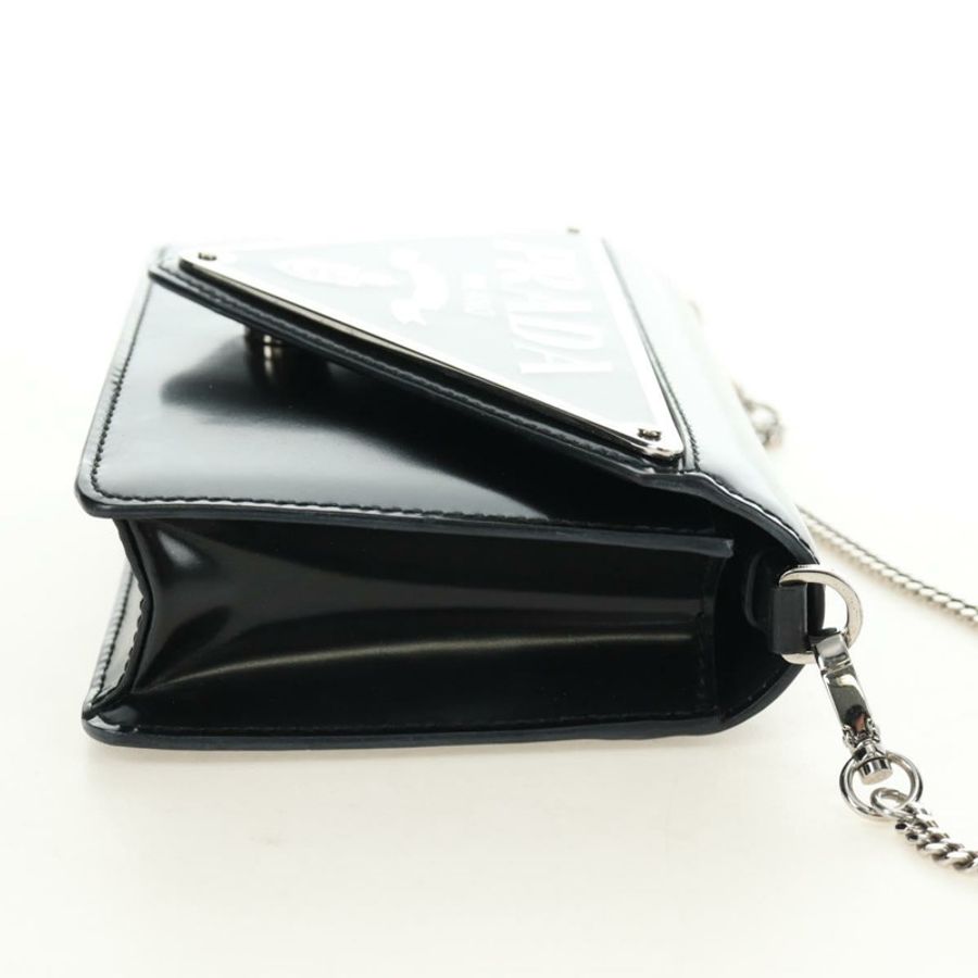 【日本直送】PRADA 鏈條單肩包 漆皮 黑色 銀色 正品 190226SAM-3