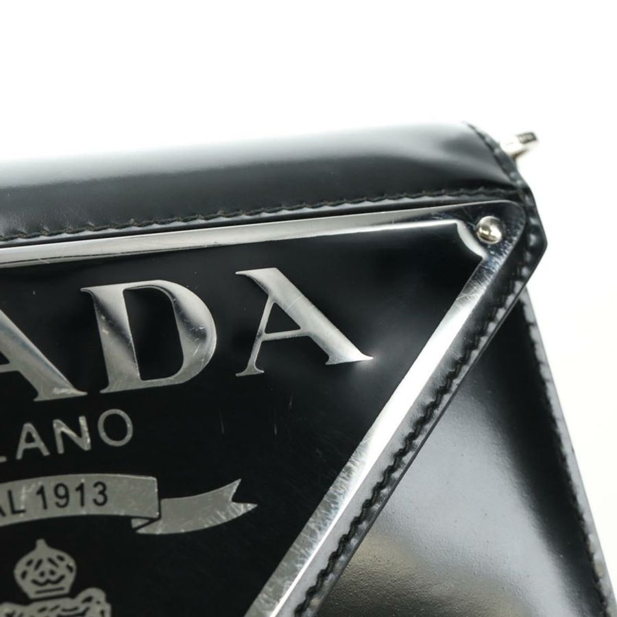 【日本直送】PRADA 鏈條單肩包 漆皮 黑色 銀色 正品 190226SAM-8