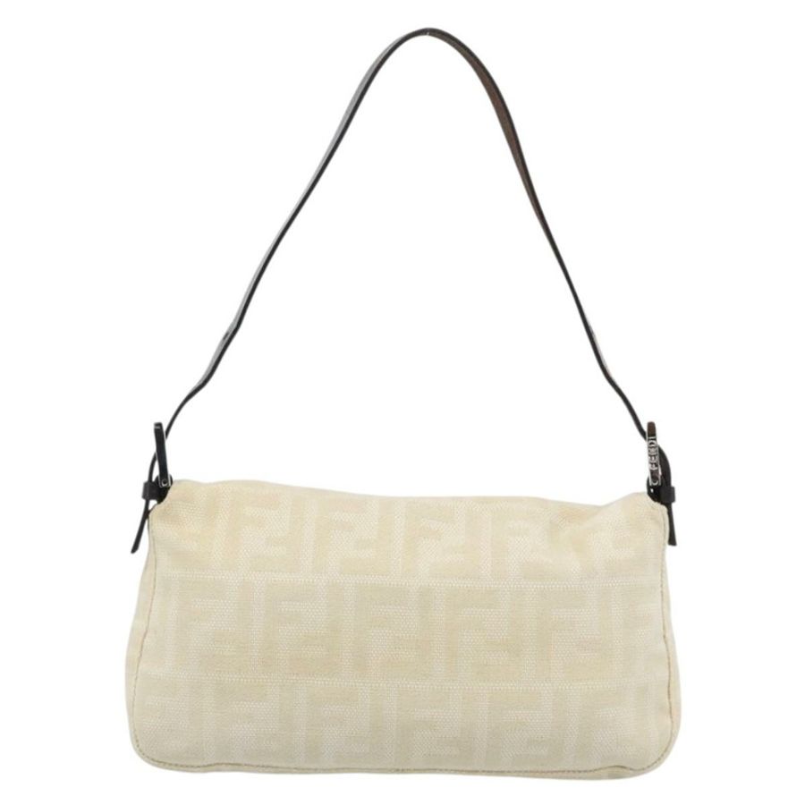 【日本直送】FENDI Zucca帆布Mamma Baguette肩背包 米色 銀色 正品 190260SAM-1