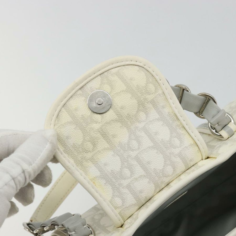【日本直送】Christian Dior Trotter帆布浪漫鏈條包 PVC 白色銀色 正品 190241SAM-8