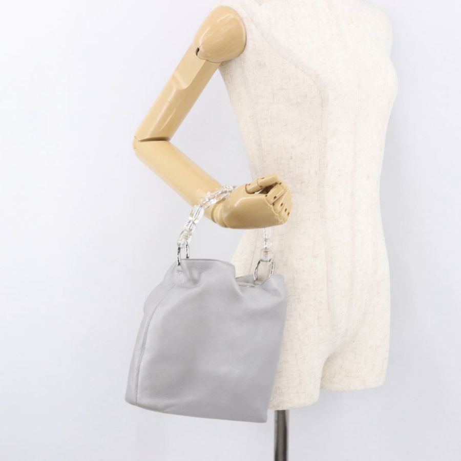 【日本直送】Christian Dior Maris Pearl 手提包 皮革 銀色 正品 bs35918A-21