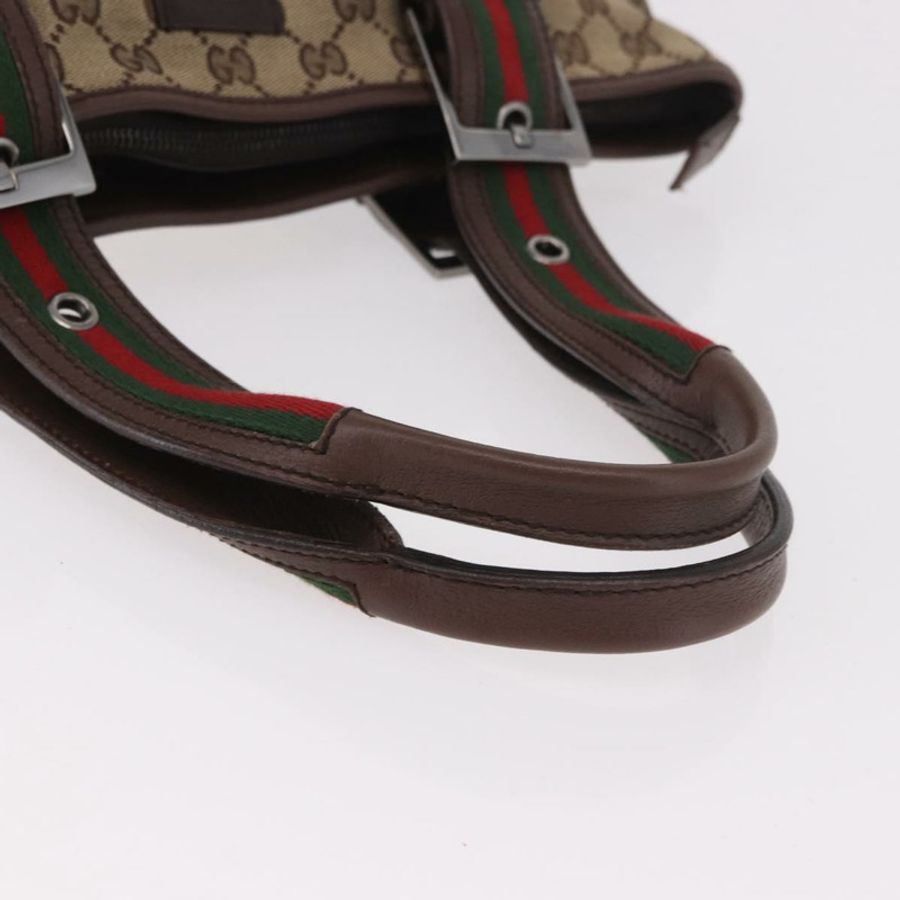 【日本直送】GUCCI GG Supreme Web Sherry Line 手提包 米色 銀色 131186 正品 BA13747A-6