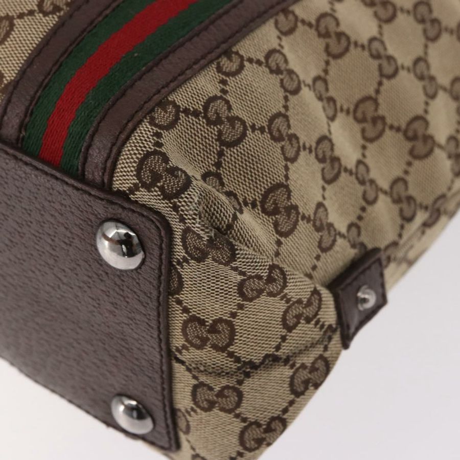 【日本直送】GUCCI GG Supreme Web Sherry Line 手提包 米色 銀色 131186 正品 BA13747A-15